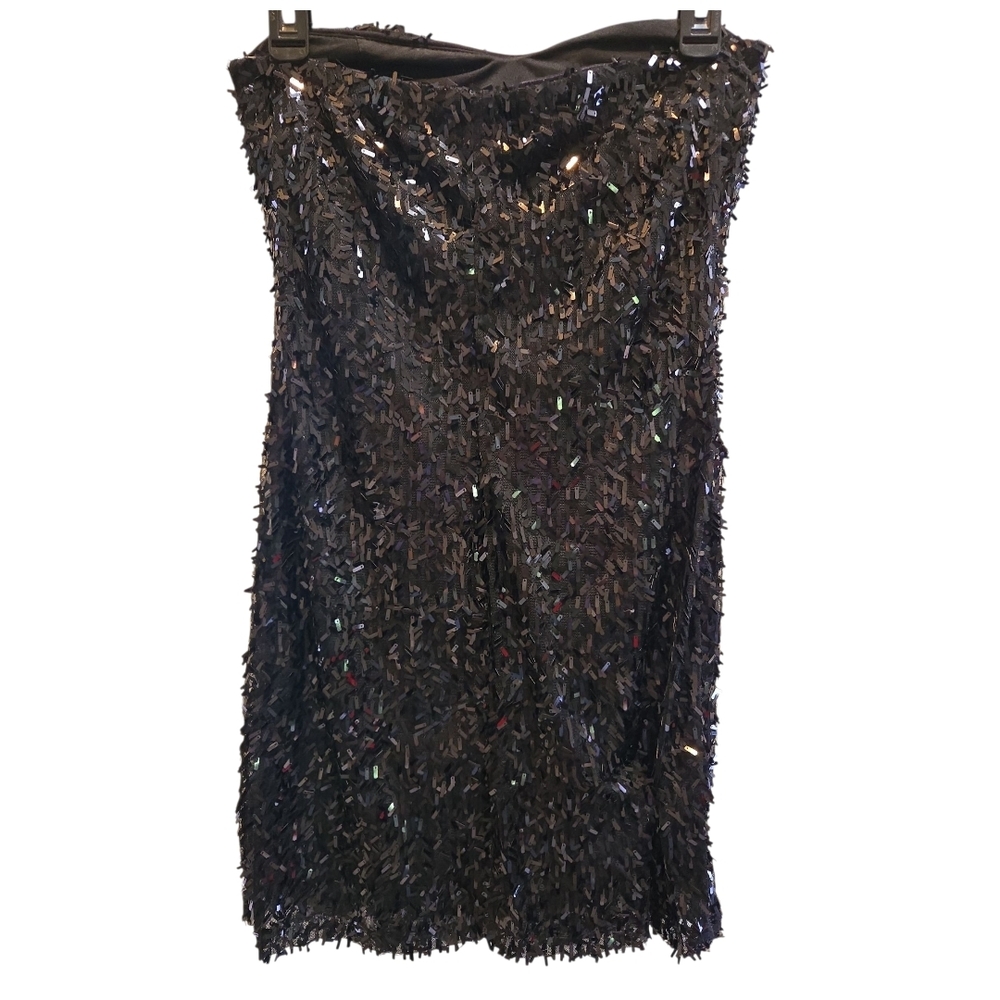 Wet Seal Black Strapless Sequin Dress SZ S - Picture 3 of 5